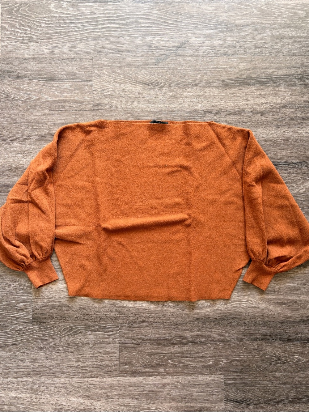 Forever 21 Rust Orange Boat Neck Balloon Sleeve Sweater